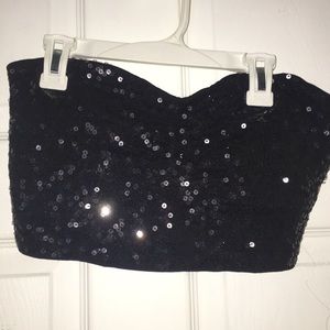 Black sparkly tube top
